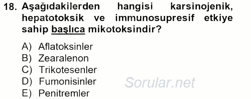 Temel Veteriner Farmakoloji ve Toksikoloji 2013 - 2014 Tek Ders Sınavı 18.Soru