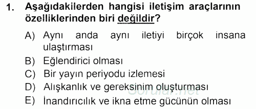 İletişim Ortamları Tasarımı 2012 - 2013 Dönem Sonu Sınavı 1.Soru