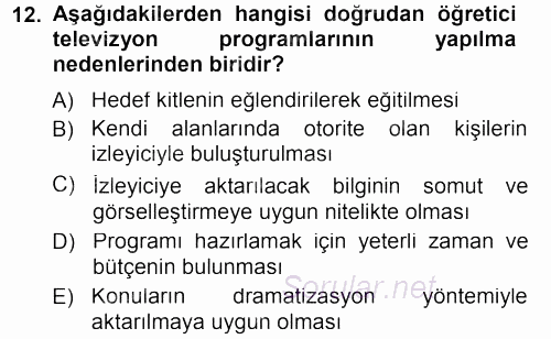 İletişim Ortamları Tasarımı 2012 - 2013 Dönem Sonu Sınavı 12.Soru