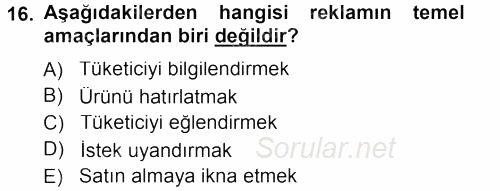 İletişim Ortamları Tasarımı 2012 - 2013 Dönem Sonu Sınavı 16.Soru