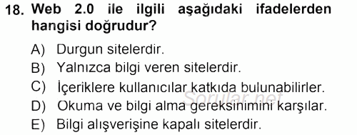 İletişim Ortamları Tasarımı 2012 - 2013 Dönem Sonu Sınavı 18.Soru