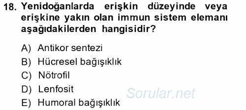 Temel Veteriner Mikrobiyoloji ve İmmünoloji 2014 - 2015 Tek Ders Sınavı 18.Soru