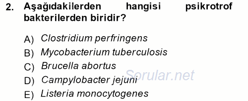 Temel Veteriner Mikrobiyoloji ve İmmünoloji 2014 - 2015 Tek Ders Sınavı 2.Soru