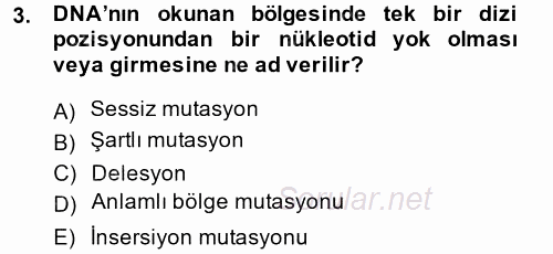 Temel Veteriner Mikrobiyoloji ve İmmünoloji 2014 - 2015 Tek Ders Sınavı 3.Soru