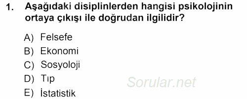 Psikoloji 2012 - 2013 Ara Sınavı 1.Soru