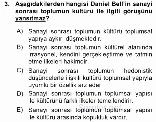 Çağdaş Sosyoloji Kuramları 2015 - 2016 Ara Sınavı 3.Soru