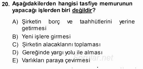 Muhasebe Uygulamaları 2013 - 2014 Dönem Sonu Sınavı 20.Soru