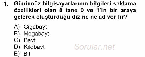 Yeni Teknolojiler ve Çalışma Hayatı 2013 - 2014 Tek Ders Sınavı 1.Soru