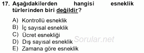 Yeni Teknolojiler ve Çalışma Hayatı 2013 - 2014 Tek Ders Sınavı 17.Soru
