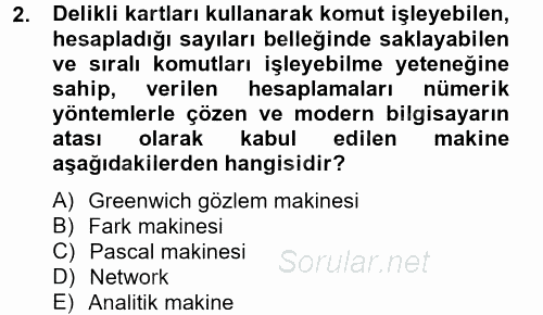 Yeni Teknolojiler ve Çalışma Hayatı 2013 - 2014 Tek Ders Sınavı 2.Soru