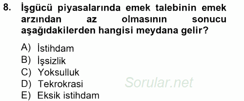 Yeni Teknolojiler ve Çalışma Hayatı 2013 - 2014 Tek Ders Sınavı 8.Soru