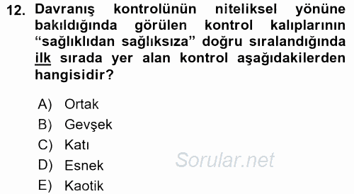 Toplumsal Yaşamda Aile 2015 - 2016 Ara Sınavı 12.Soru