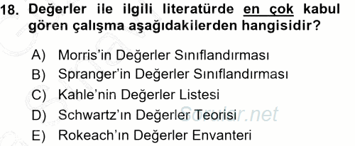 Toplumsal Yaşamda Aile 2015 - 2016 Ara Sınavı 18.Soru