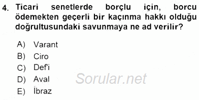 Bankacılık Hizmet Ürünleri 2015 - 2016 Ara Sınavı 4.Soru