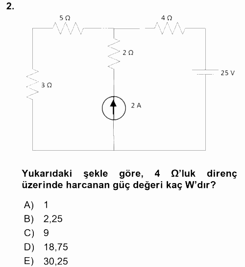 Devre Analizi 2016 - 2017 Dönem Sonu Sınavı 2.Soru