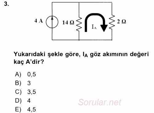 Devre Analizi 2016 - 2017 Dönem Sonu Sınavı 3.Soru