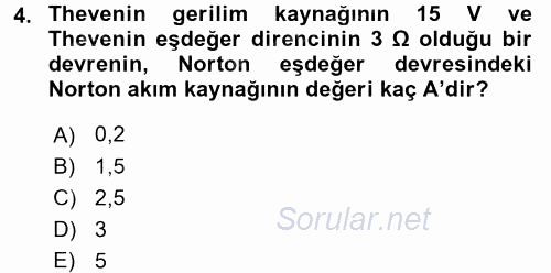 Devre Analizi 2016 - 2017 Dönem Sonu Sınavı 4.Soru