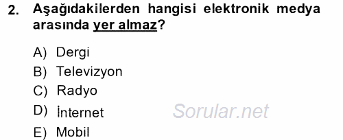 Medya Planlama 2014 - 2015 Ara Sınavı 2.Soru