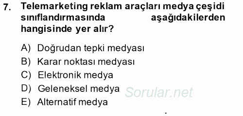 Medya Planlama 2014 - 2015 Ara Sınavı 7.Soru