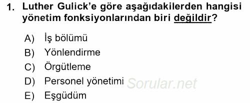 Kamu Yönetimi 2017 - 2018 Dönem Sonu Sınavı 1.Soru