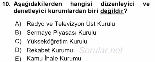 Kamu Yönetimi 2017 - 2018 Dönem Sonu Sınavı 10.Soru