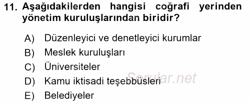 Kamu Yönetimi 2017 - 2018 Dönem Sonu Sınavı 11.Soru