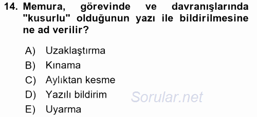 Kamu Yönetimi 2017 - 2018 Dönem Sonu Sınavı 14.Soru
