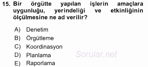 Kamu Yönetimi 2017 - 2018 Dönem Sonu Sınavı 15.Soru