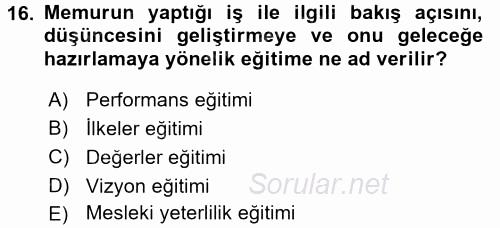 Kamu Yönetimi 2017 - 2018 Dönem Sonu Sınavı 16.Soru