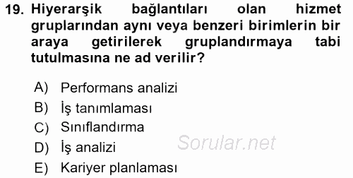 Kamu Yönetimi 2017 - 2018 Dönem Sonu Sınavı 19.Soru