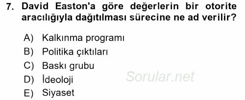 Kamu Yönetimi 2017 - 2018 Dönem Sonu Sınavı 7.Soru