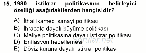 Maliye Politikası 2 2012 - 2013 Dönem Sonu Sınavı 15.Soru