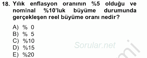 Maliye Politikası 2 2012 - 2013 Dönem Sonu Sınavı 18.Soru