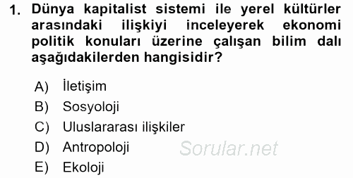 Uluslararası Ekonomi Politik 2015 - 2016 Dönem Sonu Sınavı 1.Soru