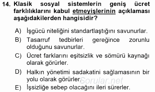 Uluslararası Ekonomi Politik 2015 - 2016 Dönem Sonu Sınavı 14.Soru