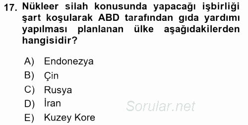 Uluslararası Ekonomi Politik 2015 - 2016 Dönem Sonu Sınavı 17.Soru