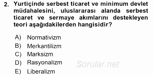 Uluslararası Ekonomi Politik 2015 - 2016 Dönem Sonu Sınavı 2.Soru