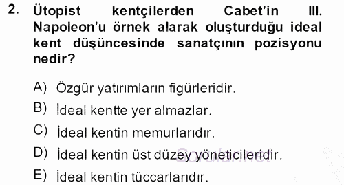 Kent Sosyolojisi 2013 - 2014 Dönem Sonu Sınavı 2.Soru