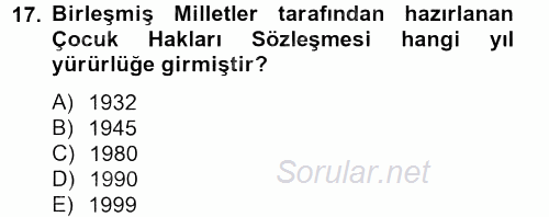 Sosyal Sorunlar 2013 - 2014 Tek Ders Sınavı 17.Soru