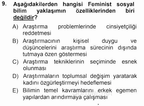 Sosyolojide Araştırma Yöntem ve Teknikleri 2012 - 2013 Ara Sınavı 9.Soru
