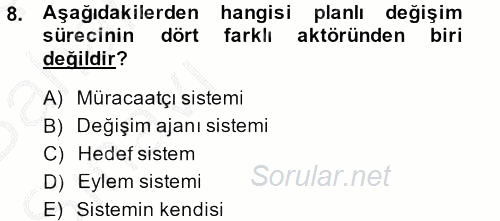 Sosyal Hizmet Uygulamaları 2014 - 2015 Ara Sınavı 8.Soru