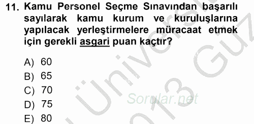 Memur Hukuku 2012 - 2013 Ara Sınavı 11.Soru