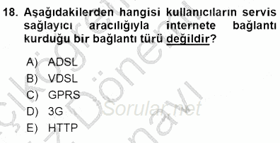 Bilgisayar 1 2015 - 2016 Dönem Sonu Sınavı 18.Soru