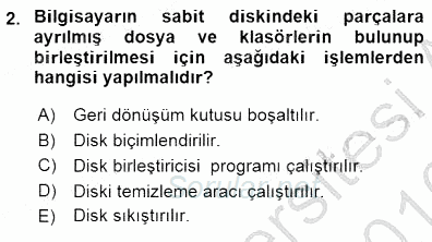 Bilgisayar 1 2015 - 2016 Dönem Sonu Sınavı 2.Soru