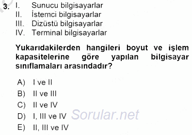 Bilgisayar 1 2015 - 2016 Dönem Sonu Sınavı 3.Soru