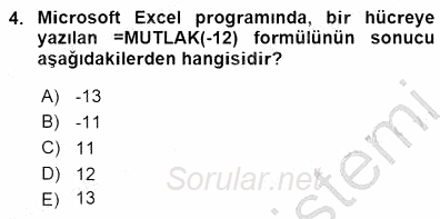 Bilgisayar 1 2015 - 2016 Dönem Sonu Sınavı 4.Soru