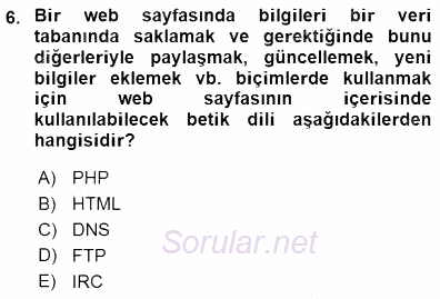 Bilgisayar 1 2015 - 2016 Dönem Sonu Sınavı 6.Soru