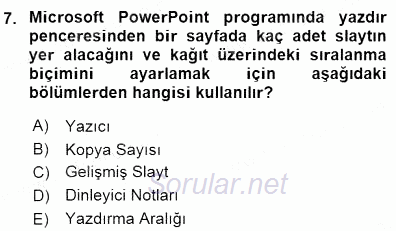 Bilgisayar 1 2015 - 2016 Dönem Sonu Sınavı 7.Soru