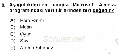 Bilgisayar 1 2015 - 2016 Dönem Sonu Sınavı 8.Soru