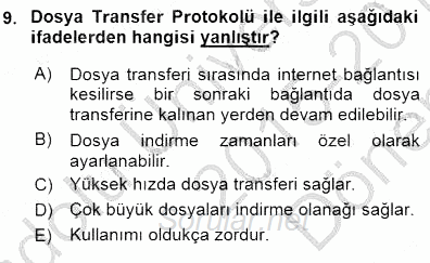 Bilgisayar 1 2015 - 2016 Dönem Sonu Sınavı 9.Soru